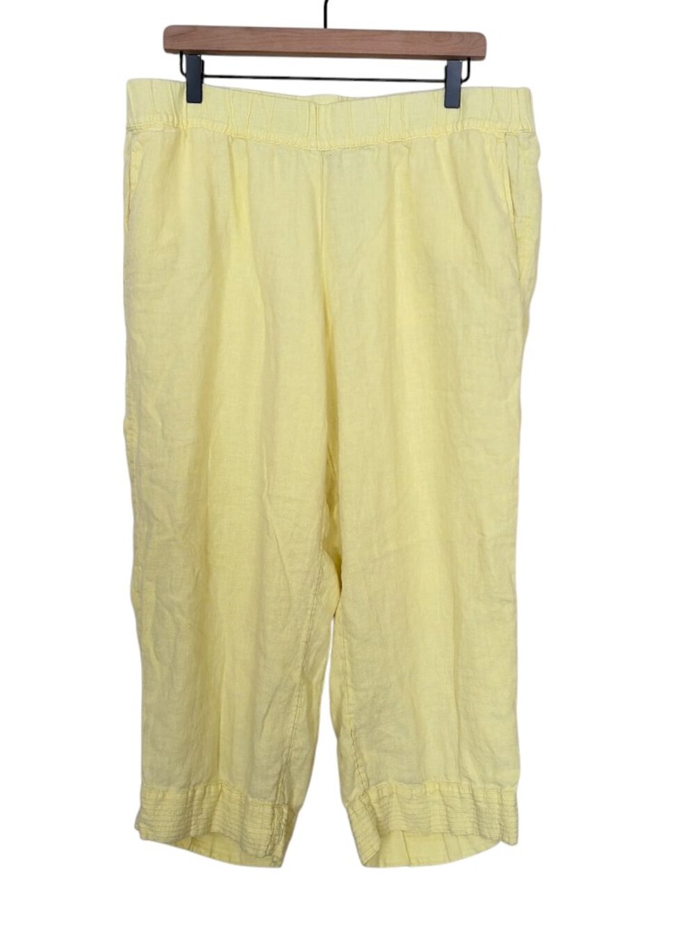 J. Jill Pure Jill Yellow Garment Dyed Pull On Crop Linen Pants